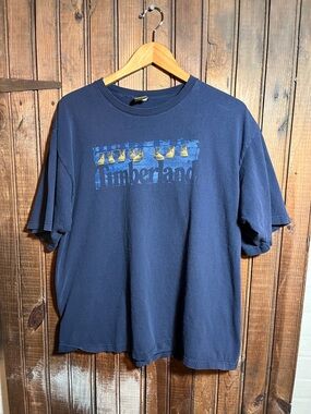 Timberland Navy T‑Shirt with Yellow Boot Graphic